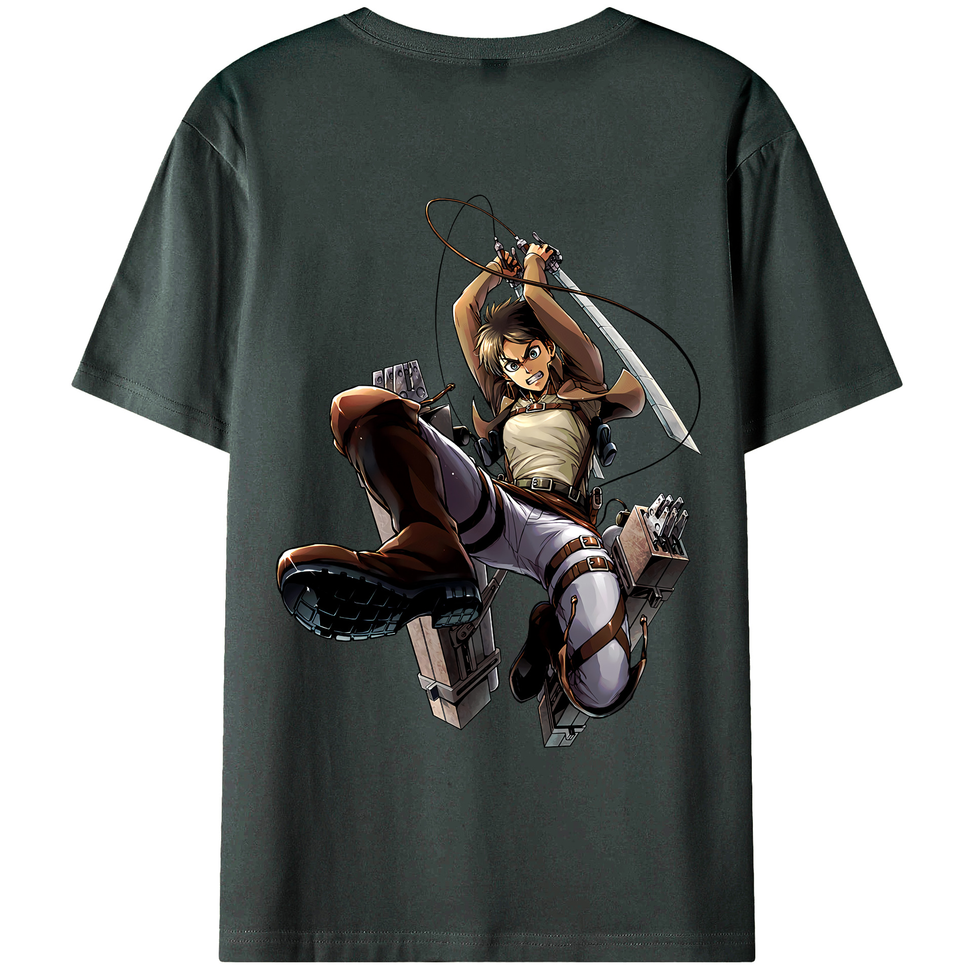 （画像用） 進撃の巨人 エレン･イェーガー Attack on Titan Eren Jäger 綿100％ メンズ半袖Tシャツ（バックプリント） 通気性